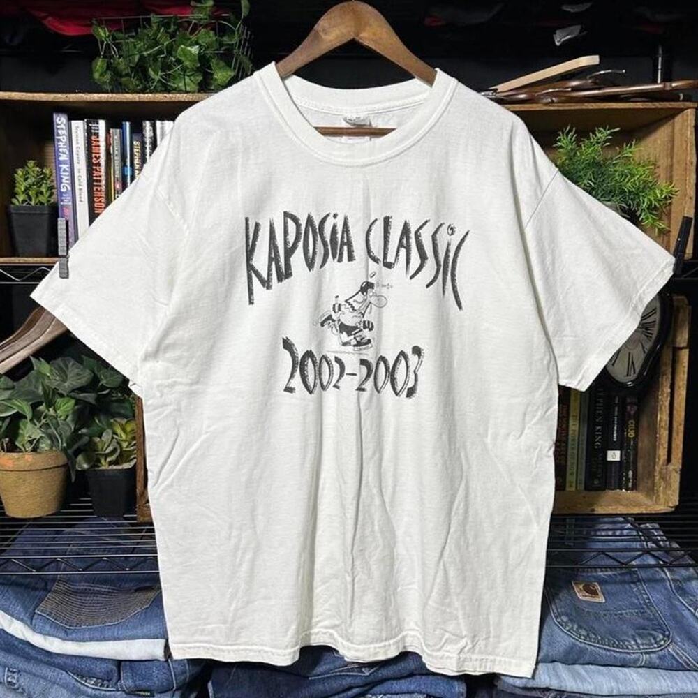 Vintage Y2K Kaposia Classic Hockey Tournament Tee Mens XL White Cartoon Shirt